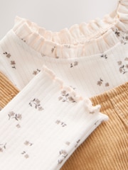 Tan Brown Corduroy Bear Print Dungarees Set (3mths-7yrs) - Image 10 of 12