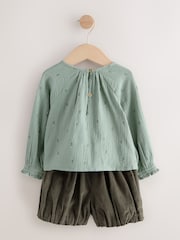 Green Puffball Shorts and Blouse Set (3mths-7yrs) - Image 8 of 11