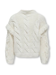 ONLY KIDS Cream Cable Knit High Neck Jumper - Image 2 of 4