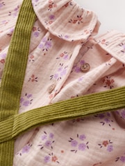 Green Floral Print Corduroy Dungarees Blouse and Tights Set (3mths-7yrs) - Image 12 of 13