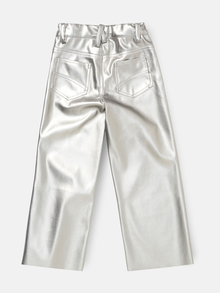 Angel & Rocket Silver Wide Leg Metallic Jeans - Image 5 of 5 Angel & Rocket Silver Wide Leg Metallic Jeans - Image 5 of 5