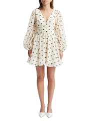 Bardot Brown Eva Polka Dot Mini Dress - Image 1 of 5