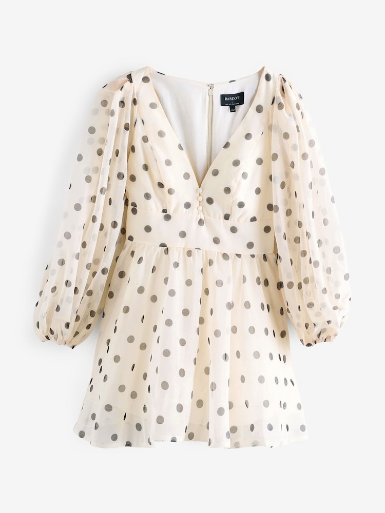 Bardot Brown Eva Polka Dot Mini Dress - Image 5 of 5