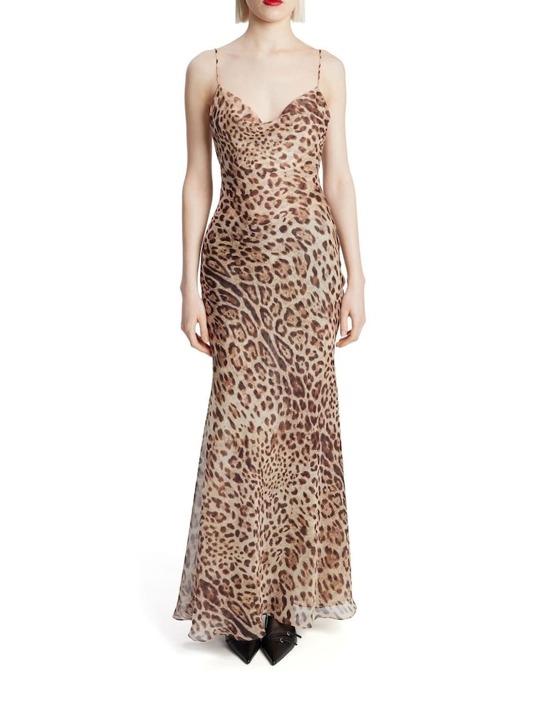 Bardot Brown Leopard Print Monroe Cowl Neck Maxi Dress - Image 1 of 4