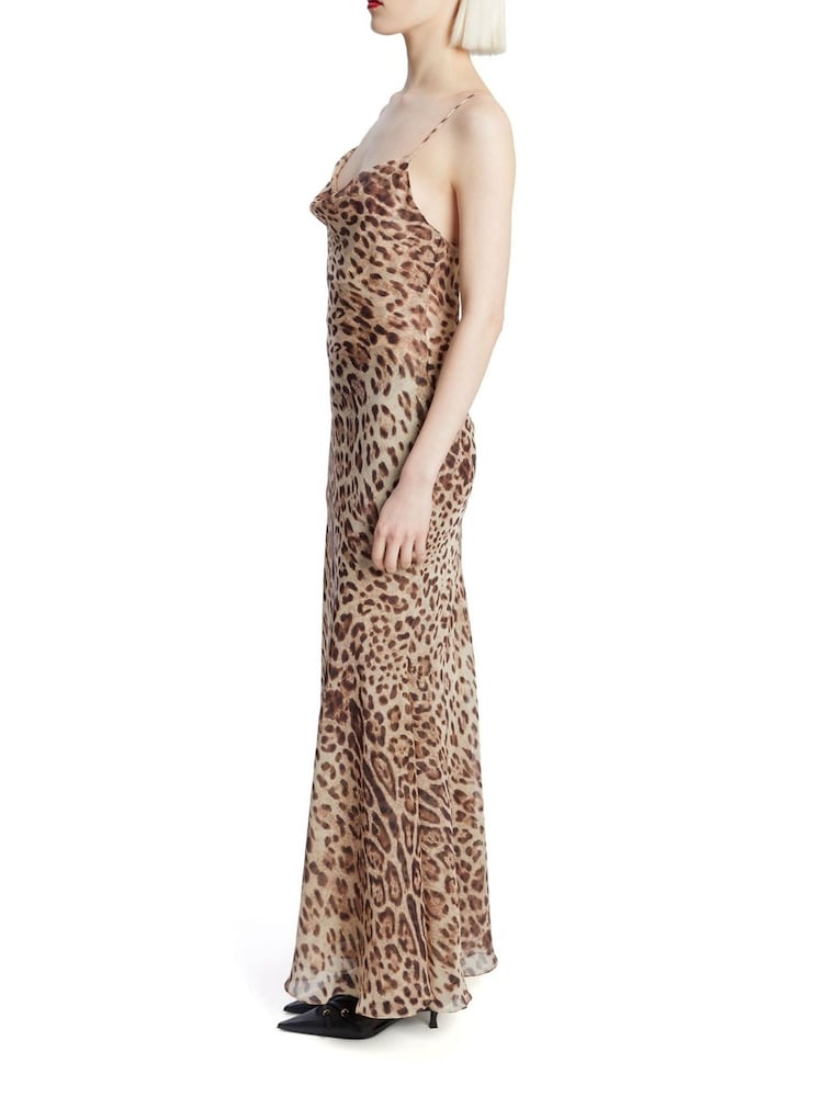 Bardot Brown Leopard Print Monroe Cowl Neck Maxi Dress - Image 2 of 4