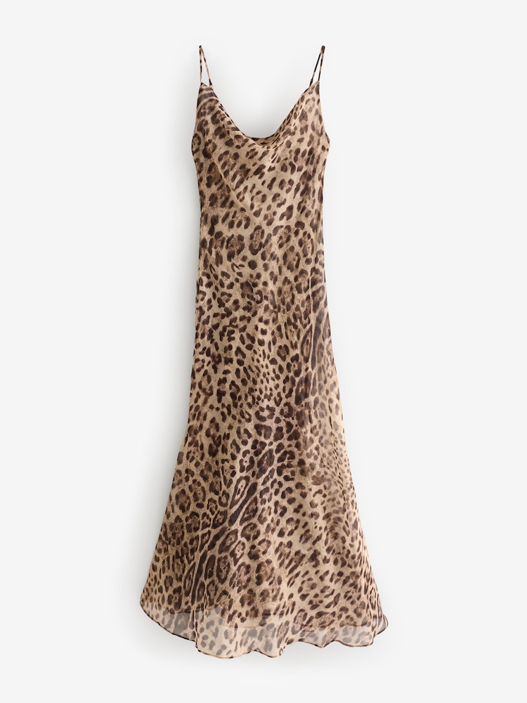 Bardot Brown Leopard Print Monroe Cowl Neck Maxi Dress - Image 4 of 4