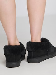 Simply Be Black Warm Lined Full Back Slippers In Extra Wide Fit - Image 2 of 4