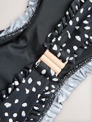Black/White Spot Frill Bandeau Bikini Top - Image 6 of 6