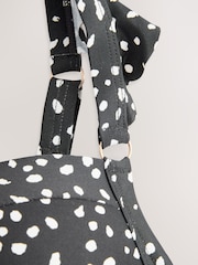 Black/White Spot Frill Strap Padded Wired Bikini Top - Image 2 of 3