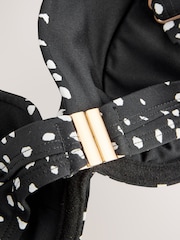 Black/White Spot Frill Strap Padded Wired Bikini Top - Image 3 of 3