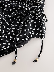 Black/White Spot Ruched Side Tummy Shaping Control Swimsuit - Image 2 of 3
