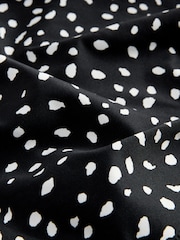 Black/White Spot Ruched Side Tummy Shaping Control Swimsuit - Image 3 of 3