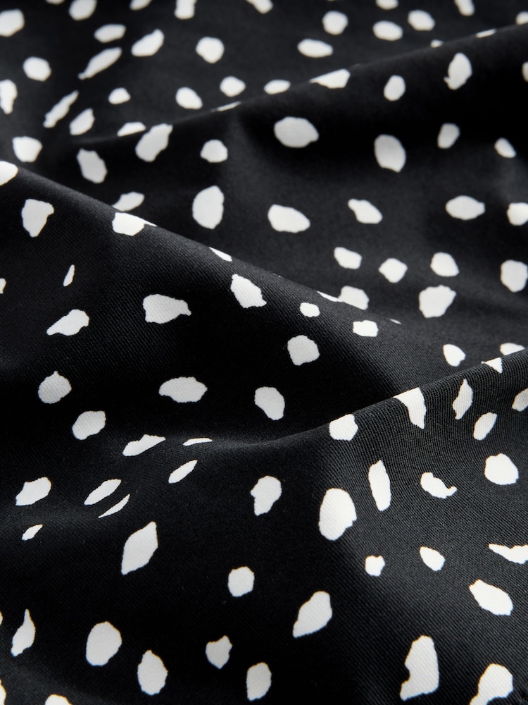 Black/White Spot Ruched Side Tummy Shaping Control Swimsuit - Image 3 of 3