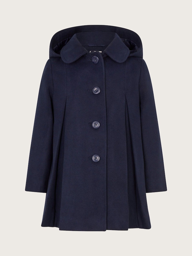 Monsoon Blue Hooded Round Collar Coat - Image 2 of 4