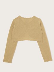 Monsoon Gold Maeve Sparkle Scallop 100% Cotton Cardigan - Image 3 of 4
