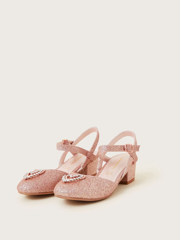 Monsoon Pumps mit Glitzerstruktur und herzförmigen Strass-Steinen - Bild 1 von 3