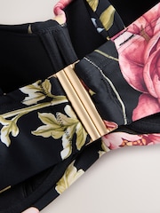 Black Floral F-K Twist Bandeau Wired Bikini Top - Image 9 of 9