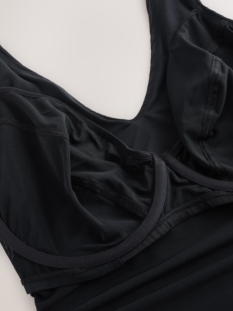 Black Rib DD-K Plunge Wired Tummy Control Swimsuit - Image 2 of 6