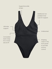 Black Rib DD-K Plunge Wired Tummy Control Swimsuit - Image 4 of 6
