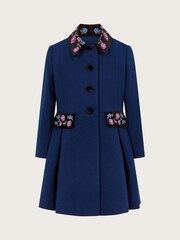 Monsoon Blue Floral Embroidered Dress Coat - Image 2 of 4