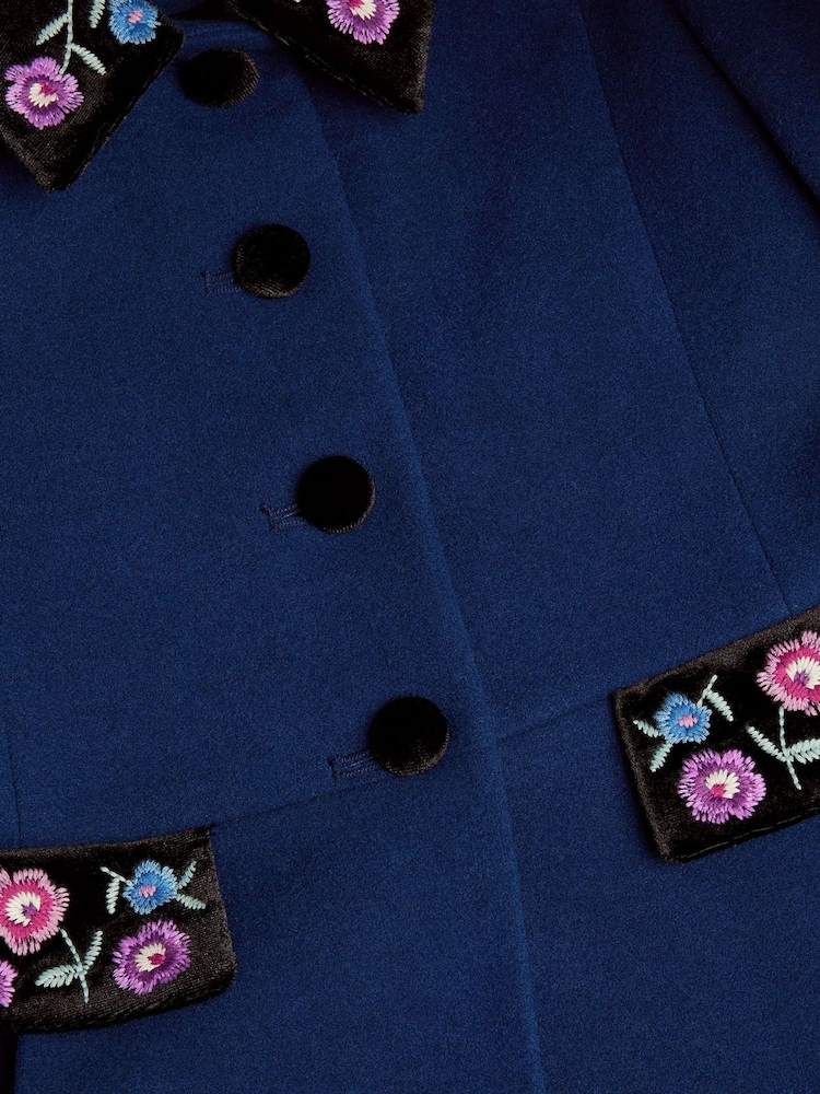 Monsoon Blue Floral Embroidered Dress Coat - Image 4 of 4