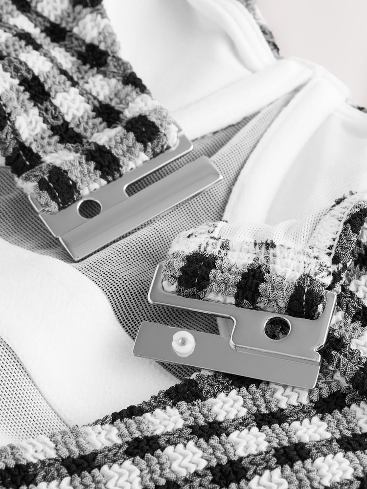 Black/White Crinkle Gingham Tummy Control DD+ Wired Swimsuit - Image 6 of 6