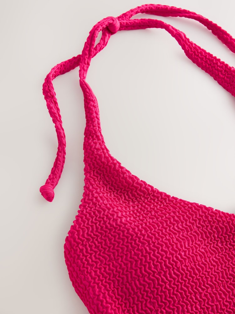 Raspberry Pink Crinkle Halterneck Tankini Top - Image 2 of 3