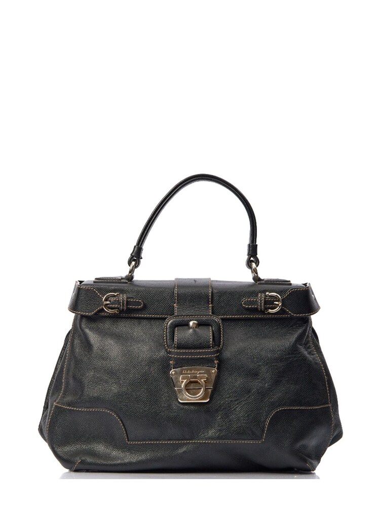 Salvatore Ferragamo Black Leather Handbag - Image 1 of 6