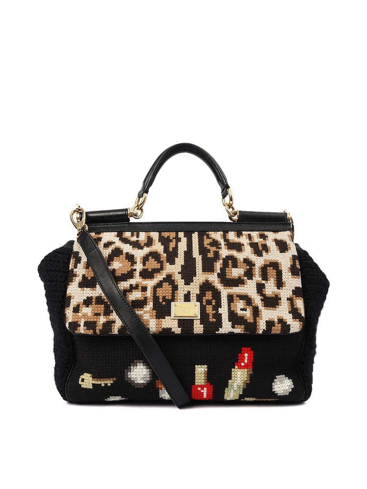 Dolce & Gabbana Black Sicily Fabric Handbag - Image 1 of 6