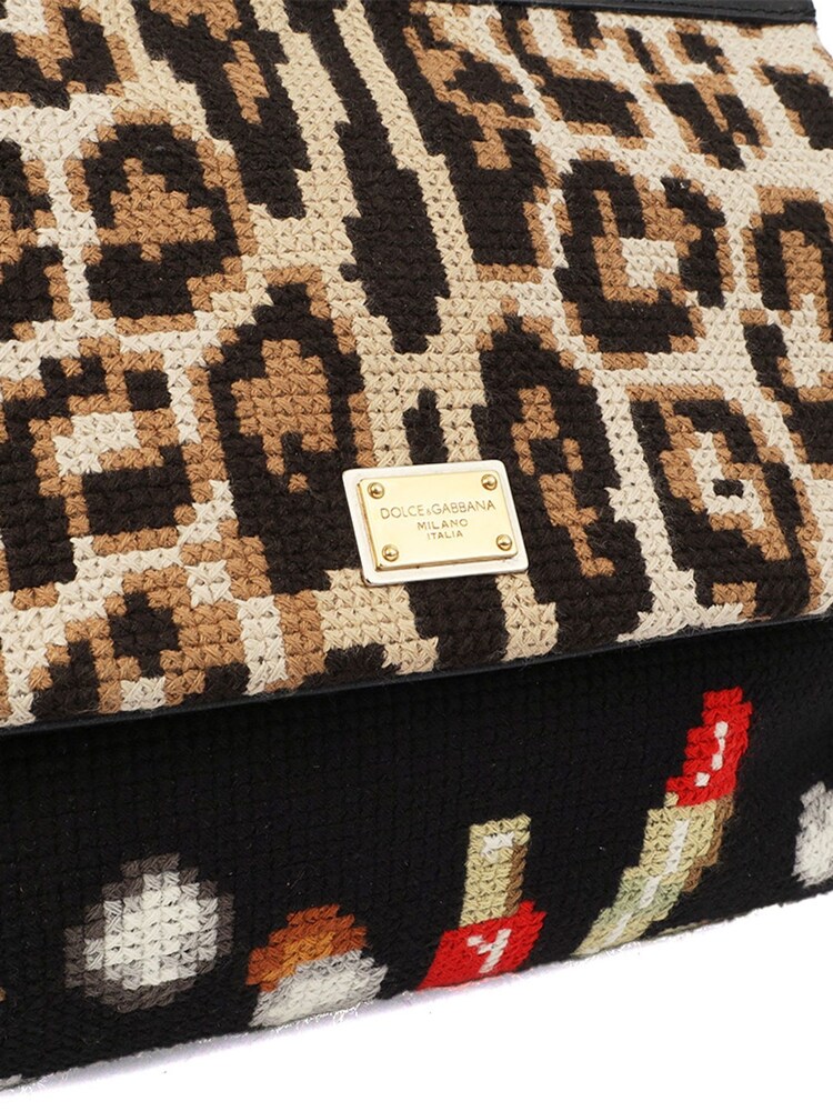 Dolce & Gabbana Black Sicily Fabric Handbag - Image 6 of 6