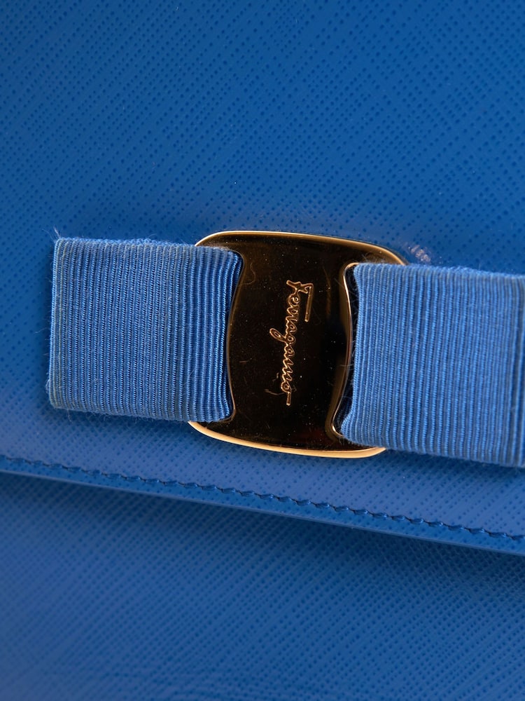 Salvatore Ferragamo Blue Ginny Leather Handbag - Image 6 of 6
