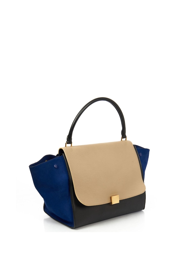 Celine Black Large Trapeze Bullhide Calfskin Handbag - Image 4 of 6