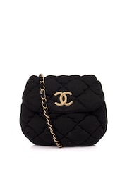 CHANEL Black Bubble Quilt Flap Bag Fabric Handbag - Image 1 of 6