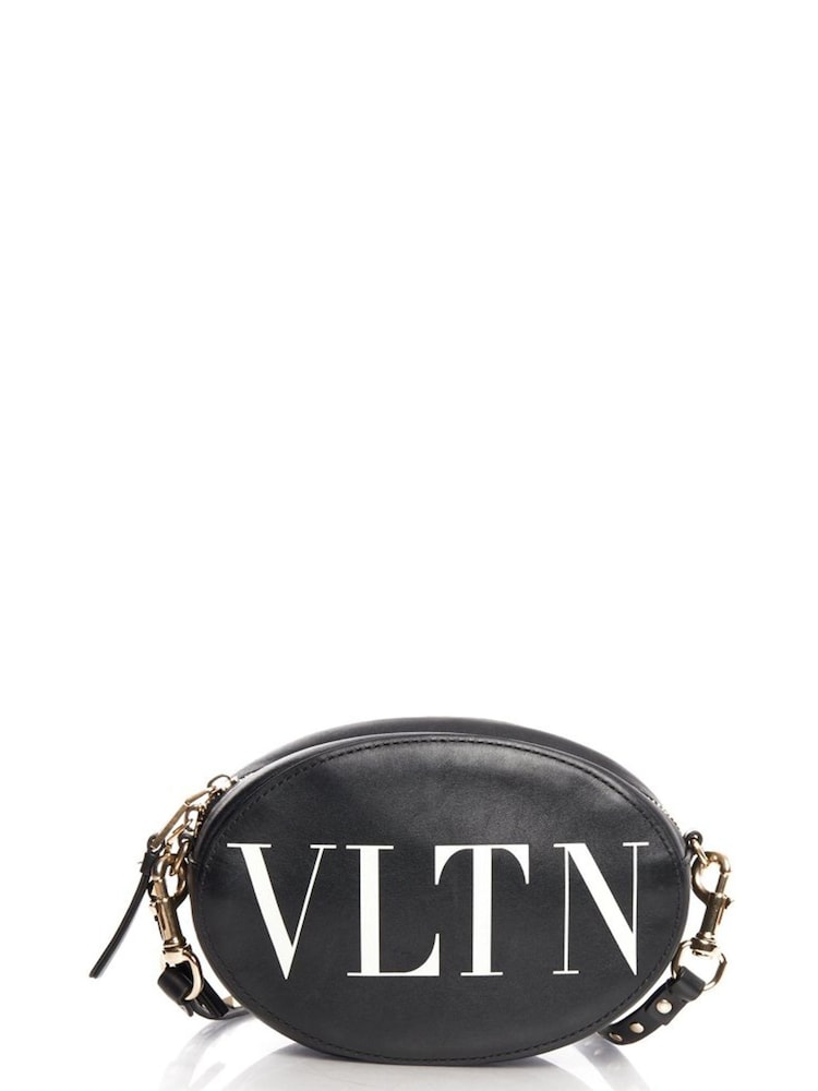 Valentino Black V Logo Cross-Body Calfskin Handbag - Image 1 of 6