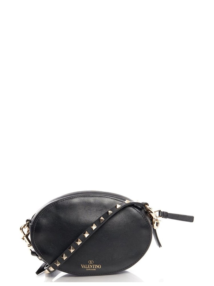 Valentino Black V Logo Cross-Body Calfskin Handbag - Image 2 of 6