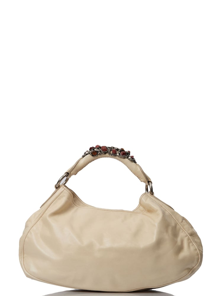 Miu Miu White Tote Leather Handbag - Image 2 of 6