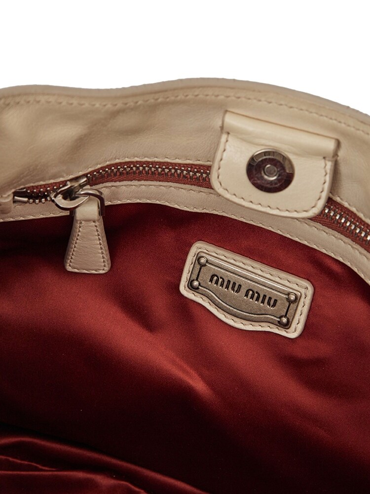 Miu Miu White Tote Leather Handbag - Image 6 of 6