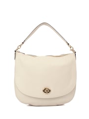 COACH Natural Turnlock Tote Leather Handbag - Image 1 of 6