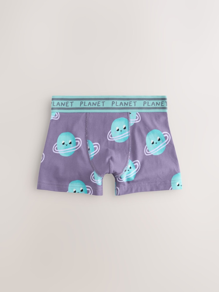 Purple/Green Space Print Boxers Trunks 5 Pack (1.5-12yrs) - Image 2 of 9