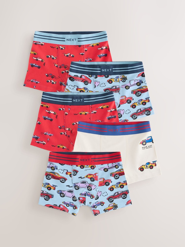 Red/Blue Racing Cars Boxers Trunks 5 Pack (1.5-12yrs) - Image 1 of 7