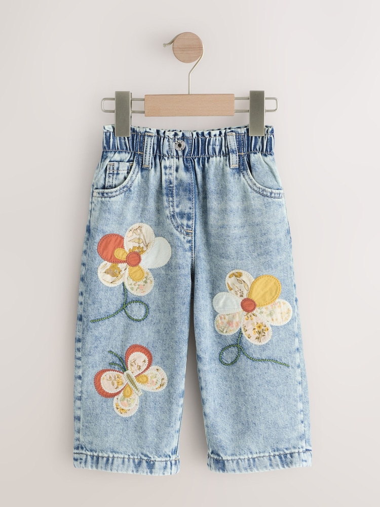 Denim, Mittelblau - Floral Appliqué Jeans (3mths-7yrs) - Bild 2 von 10
