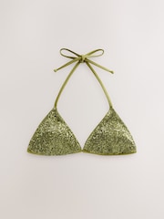 Rochelle Humes Green Sequin Triangle Bikini Top - Image 4 of 6