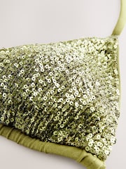 Rochelle Humes Green Sequin Triangle Bikini Top - Image 5 of 6
