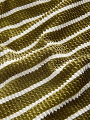 Olive Green/White Stripe Crinkle Bandeau Tummy Control Swimsuit - Image 2 of 4