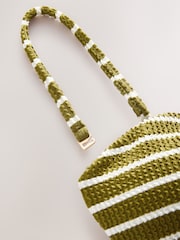 Olive Green/White Stripe Crinkle Bandeau Tummy Control Swimsuit - Image 3 of 4
