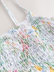White Ditsy Shirred Scoop Tummy Control Swimsuit - Image 7 of 7