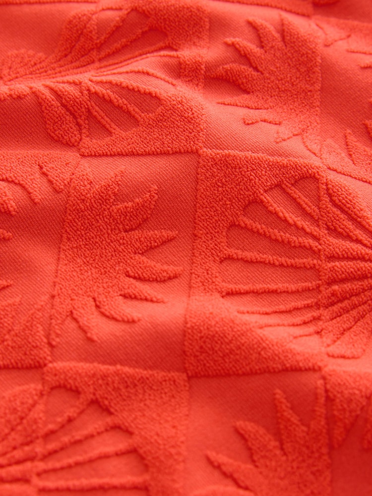 Red Textured Jacquard Unitard Swim Shorts - Image 8 of 8 Red Textured Jacquard Unitard Swim Shorts - Image 8 of 8
