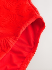 Red Shell Jacquard Plunge Tummy Control Swimsuit - Image 10 of 10