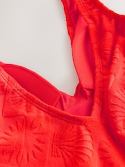 Red Shell Jacquard Plunge Tummy Control Swimsuit - Image 9 of 10