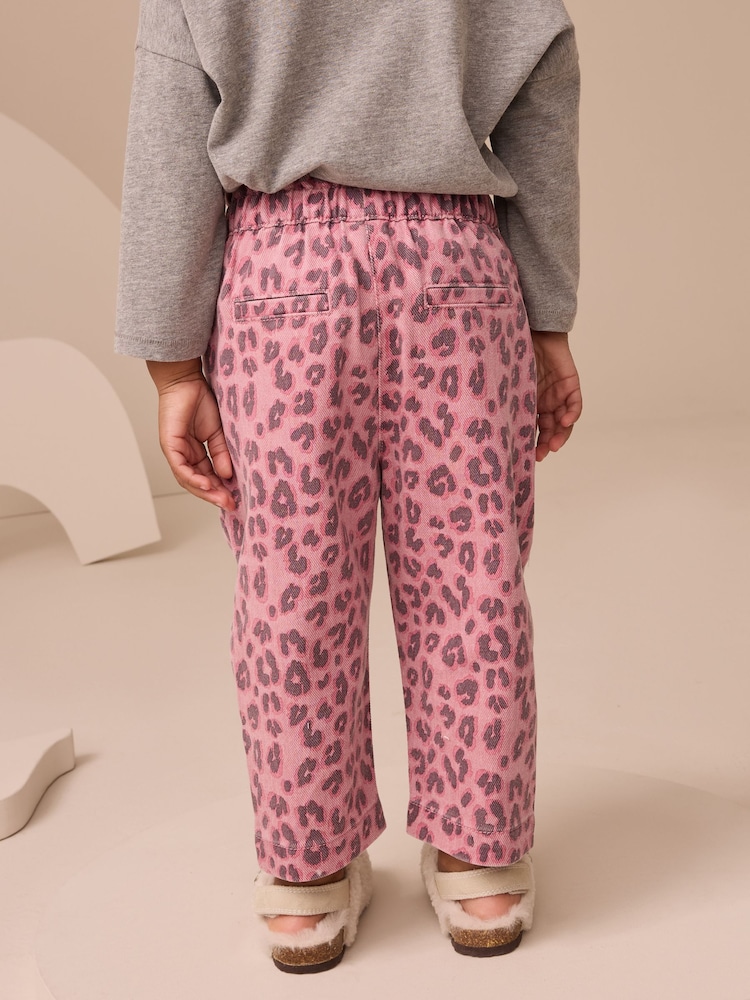 Pink Animal Print Tie Waist Jeans (3mths-7yrs) - Image 2 of 8 Pink Animal Print Tie Waist Jeans (3mths-7yrs) - Image 2 of 8